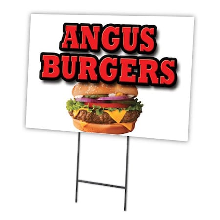 Signmission Angus Burgers Yard Sign & Stake outdoor plastic coroplast window, C-1216-DS-Angus Burgers C-1216-DS-Angus Burgers